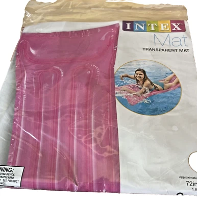 INTEX Pink Inflatable Transparent Mat Adult 72 x 27 in Pool Float Water Activity