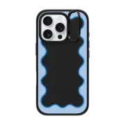 iPhone 16 Pro Impact Ring Stand Case MagSafe Compatible Blue Wavy Border
