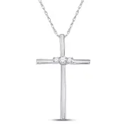 14k White Gold Round Diamond Cross Pendant 1/6 Cttw