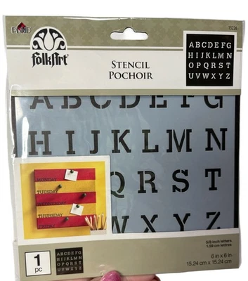 Alphabet Stencil Plaid Folk Art NIP 5/8" Capital Letters
