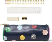 [Kate Spade New York] Pen and Pencil Case with Office Supplies, Zip Pouch Includes 2 Pencils, Sharpener, Eraser, and Ruler (Spade Smiley)