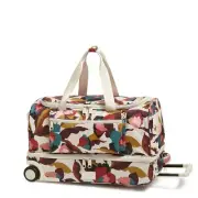 Vera Bradley Recycled Ripstop Foldable Rolling Duffel Bag, Immersed Blooms Jewel