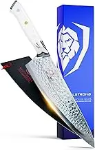 DALSTRONG Chef Knife - 20 cm - Shogun Series X - Damascus - Hammered Finish - Japanese AUS-10V Super Steel - Glacial White ABS Handle - w/Sheath