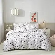 Mucalis Red Heart Duvet Cover Queen 100% Cotton Love Heart Pattern White Duvet Cover Set Full Cute Print 3 Piece Bedding Set with Zipper Closure Corner Ties,Durable,Breathable,Easy Care
