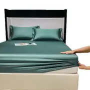 Catzon Soft Luxury Silky Satin Bed Sheets Pillowcase 3 Piece Set Bedding-Turquoise
