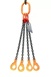 Chain Sling - 3/8" x 10' Quad Leg with Positive Locking Hooks - Grade 80
