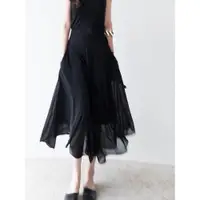在飛比找ETMall東森購物網優惠-黑色夏季雪紡小個子垂感a字長裙