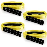 4 Pack 6' Nylon Lifting Sling Straps with Wide Eye Loops for Recovery