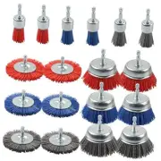 Pack Nylon Filament Abrasive Wire Brush Wheel & Cup Brush Set with 1/4 Inch 18
