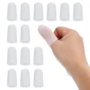 1.6" Silicone Gel Finger Cots, 14 Pcs Fingertips Sleeve Protector, White