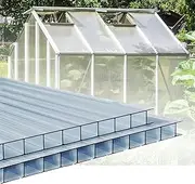 12 Pieces Polycarbonate Greenhouse Panels, Clear Fiberglass Boards, Roof Insulation Boards, Cold Frame Replacement Boards, for Outdoor Garden Pergola(Clear,1.05X1m-8mm)