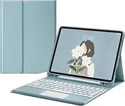 IPad Keyboard Case with Touch Pad,Empty room Wireless Keyboard and Touch Pad with 10.2/10.5 Inch IPad Case,for 2021 9th/2020 8th/2019 7th Gen/Air3,Build-in Pencil Holder Case, Blue