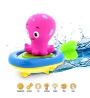 Boat Racer Buddy, Finger Puppet 3-in-1 Pull n Go Baby Toddler Bath Toy- Octopus