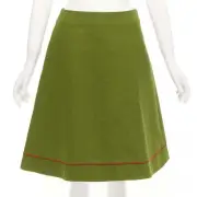 rare CHRISTIAN DIOR John Galliano 1999 Communist green pique Aline skirt FR40 L