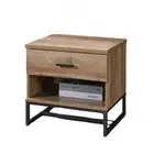 Logen Open Shelf Nightstand Bedside Table 1-Drawer Wotan Oak/Black