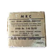 Vtg NOS MODEL RECTIFIER MRC HO TRAIN CONTROL RHEOSTAT STOCK # T-40 MIJ VTG RARE