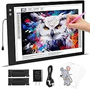 Rechargeable A2 Light Pad for Diamond Painting, 3 Colors High Bright Tracing Light Box with 6 Levels/Stepless Dimming, Fast Charging Adapter & 5555Lux, Large Drawing Light Board for Sketching