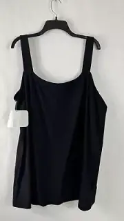 Eileen Fisher Woman 2X Tank Top, Black Lightweight Stretch Crepe Long Cami