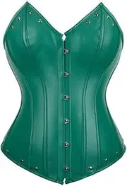 [FAWENLI] Fashion Leather Corset Bustier Top Women Hook And Eye Closure Sexy Corselet Plus Size Steampunk Women Corsets