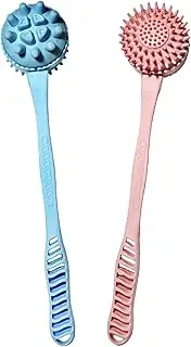 Manual Back Massagers, 2 Pack Massage Hammer for Shoulder Soreness Relief, 15 Inch Long Handheld Plastic Hammer for Whole Body Legs Arms Back in Home Office (Blue+Pink)