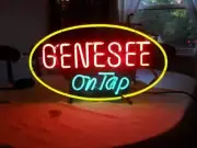 Genesee Beer On Tap Rochester Lager 17"x14" Neon Sign Light Bar Artwork Glass