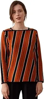 [ZHILI] Women's 100% Cashmere Knit Stripes Pullover Winter Jumper Sweater