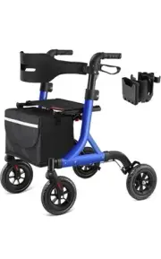 MAXWALK Walkers for Seniors, Rollator Walker with Seat, 10" Rubber Wheels All T