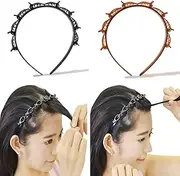 Braided Headbands with Hair Clips for Women and Girls - Thin Plastic Headband with Double Layer Twist, Fashion Hairstyle Hairpin