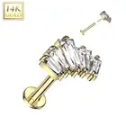 Piercing Labret Ear Yellow Gold 14 Carat Fan Chopsticks