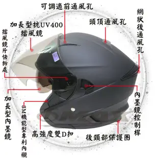 雙鏡安全帽 墨鏡 雙層遮陽鏡片3/4罩安全帽 THH-T560S