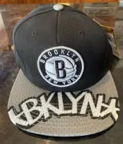 RARE Mitchell & Ness Brooklyn Nets Snapback Hat Cap 3D Logo Graffiti On Bill