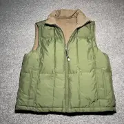 Eddie Bauer Puffer Vest Mens Large Reversible Goose Down Full Zip Green Brown