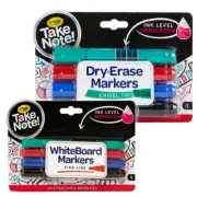 4x Crayola Take Note! Quick-Dry Chisel Tip & 4x Fine Line White Board Markers