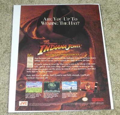 1994 Indiana Jones' Greatest Adventures, Vintage Print Ad/Poster, SNES Nintendo