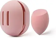 BEZOX Makeup Blender with Holder, Non-Latex Beauty Sponge with Case of Premium Silicone for Blending Liquid Foundations Cosmetics, Travel Sponge Holders, Soft and Skin-Friendly - Pink