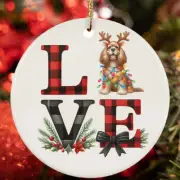 Love English Cocker Spaniel Dog Light Reindeer Antler Christmas Ornament Gift