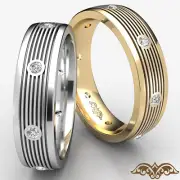 Round Bezel Diamond Mens Eternity Wedding Band Solid Ring 14k White Gold 0.16Ctw
