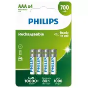 4 Philips Rechargeable AAA Batteries Nimh Battery Hr03 700 Mah 4bl 1.2V Micro