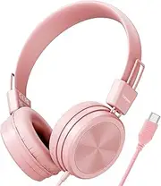 Cowyawn USB Type C Kids Headphones for School, 94dB Volume Limited, Wired Toddler Headphones,HD Stereo Sound,Foldable Lightweight On-Ear Wired Headphones for Kids/Children/Teens (USB Type C)