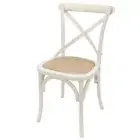 BRIAR RUSTIC CROSSBACK CHAIR/ DINING CHAIR WHITE LIGHTLY DISTRESSED 40X40X90CM.