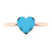 2 ct Heart Turquoise Stone Wedding Bridal Promise Designer Ring 14k Rose Gold