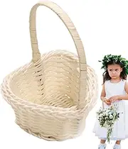 Rattan Basket with Handle, Handheld Woven Small Picnic Basket, Woven Basket for Plant, Heart-Shaped Candy Baskets Easter Basket, Family Wedding Party Decoration