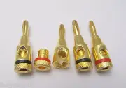 100x Gold Plated 4mm Banana Plug Jack Solderless Speaker Connectors Binding Post