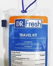 Dr. Fresh Travel Kit Toothbrush/Toothpaste/Cap/Reusable Bag Travel TSA Compliant