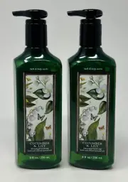 2 BATH & BODY WORKS CUCUMBER & LILY CLEANSING GEL HAND SOAP WASH 8OZ GREEN TEA