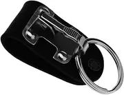 SING F LTD Stainless Steel Black Leather Detachable Key Chain Belt Clip Ring Holder Keyring