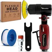 LE LEMATEC 3-Inch Flexible Head Air Sander Polisher – 5000 RPM, Lightweight, Industrial-Grade with Adjustable Swivel Exhaust for Automotive, Woodworking, and Metal Polishing, LE-G2082PR