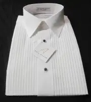 New Mens Neil Allyn White Laydown Collar Pleated Tuxedo Shirt S 14 14.5 32/33