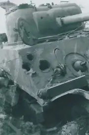 WW II - Usa Photo -- Knock Out Sherman Tank