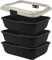 POOWEE! 4-Piece Cat Litter Pan with Sieve,48x38x14cm – Easy-Clean Multi-Tray System with Rim & Rotating Base, Reduces Waste & Odour, Aussie Owned